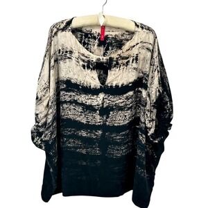 IC by Connie K Women's 1X Multicolor Batwing Top Blouse Lagenlook USA